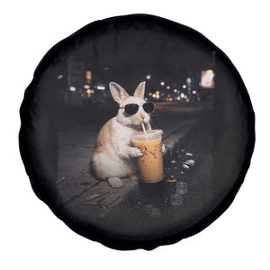 Funny Bunny Drinking Iced Coffee Spare Tire Cover Animal Meme Viral Internet TS14 Print Your Wear