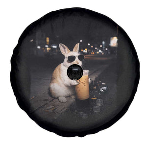 Funny Bunny Drinking Iced Coffee Spare Tire Cover Animal Meme Viral Internet TS14 Print Your Wear