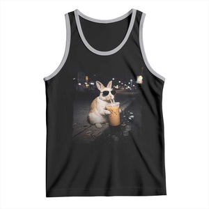 Funny Bunny Drinking Iced Coffee Tank Top Animal Meme Viral Internet TS14 Black Athletic Heather Print Your Wear
