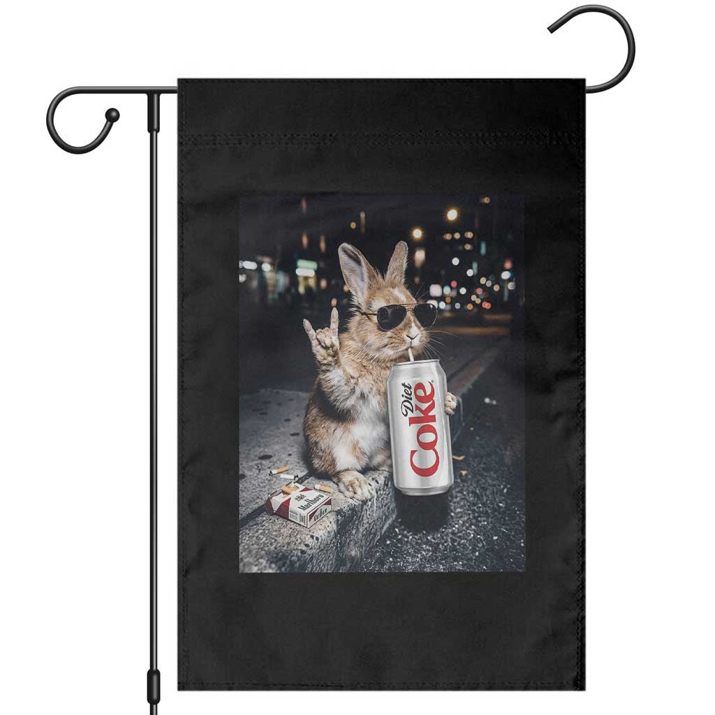 Funny Bunny Drinking Diet Coke Garden Flag Vintage 90s Graphic Meme TS14 Black Print Your Wear