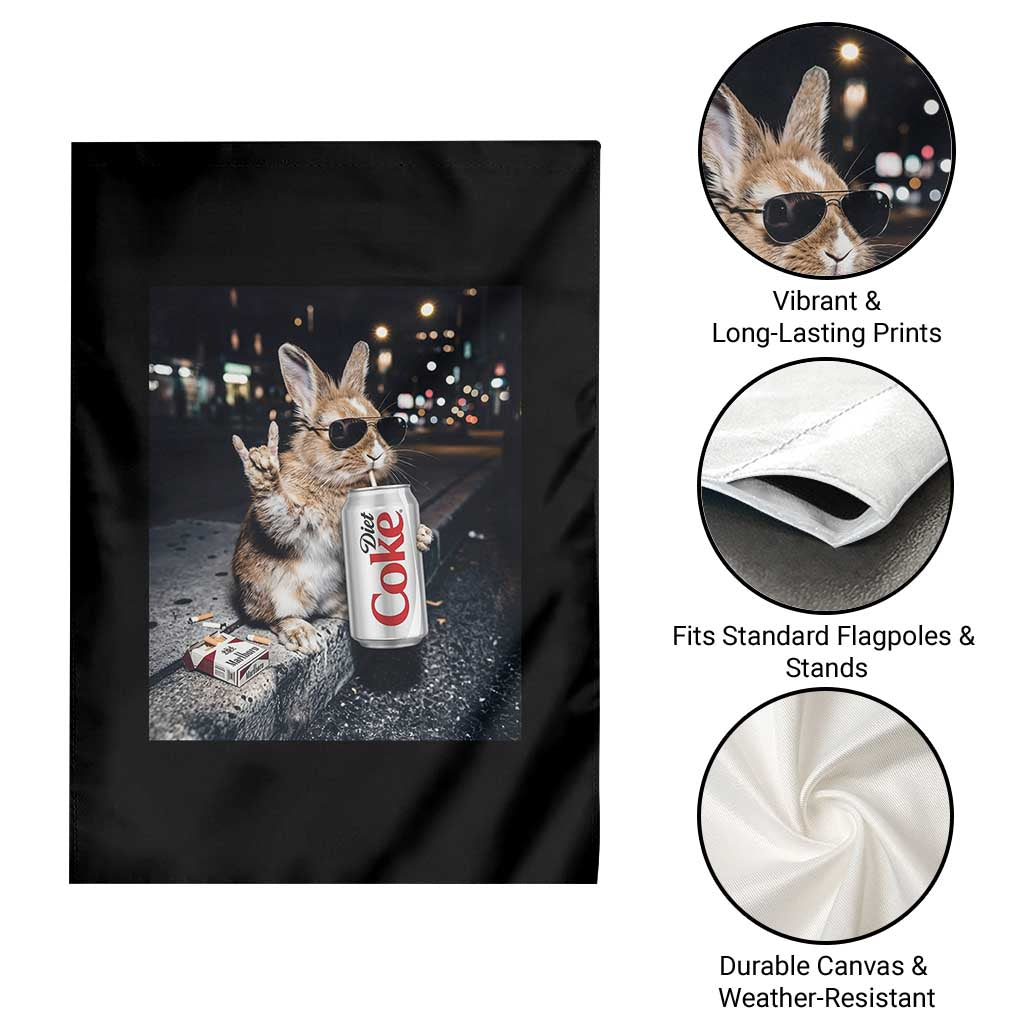 Funny Bunny Drinking Diet Coke Garden Flag Vintage 90s Graphic Meme TS14 Print Your Wear