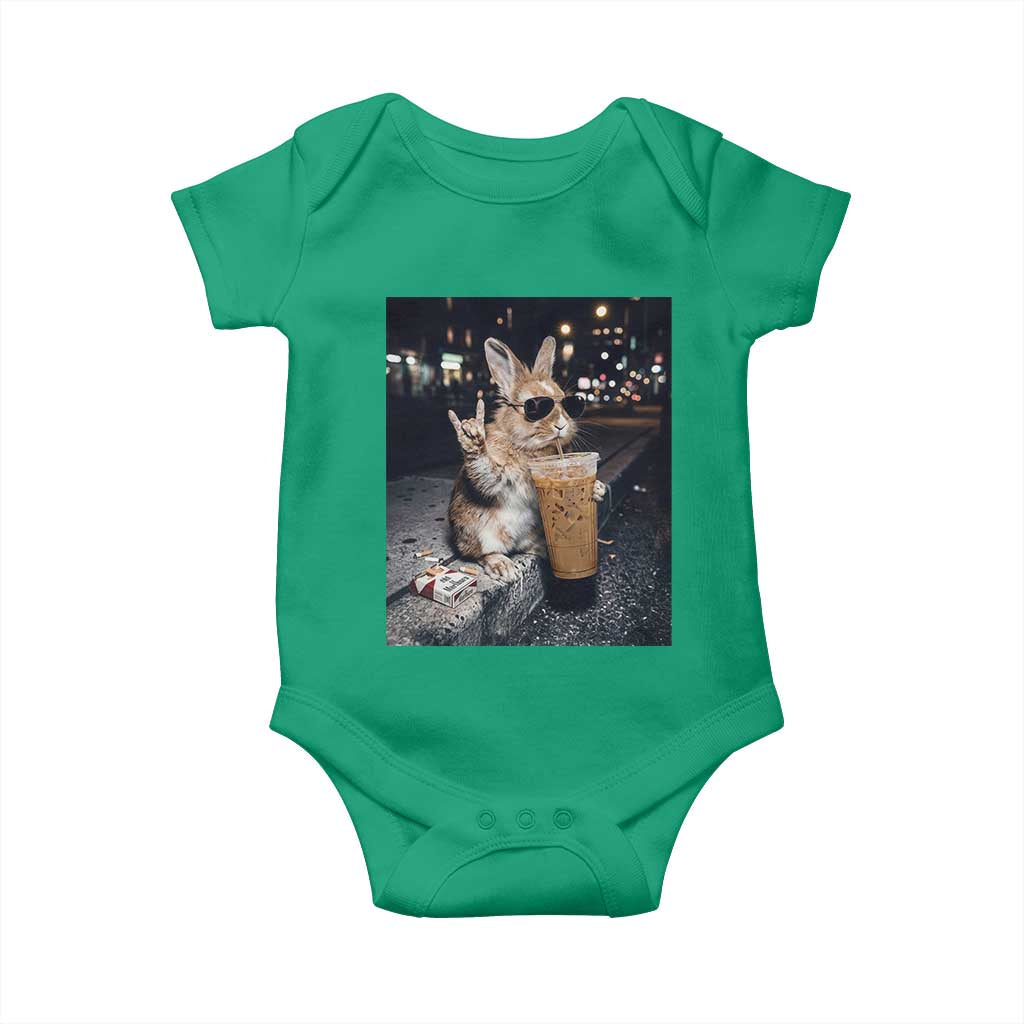 Funny Bunny Drinking Diet Coke Baby Onesie Vintage 90s Graphic Meme TS14 Irish Green Print Your Wear