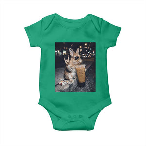 Funny Bunny Drinking Diet Coke Baby Onesie Vintage 90s Graphic Meme TS14 Irish Green Print Your Wear