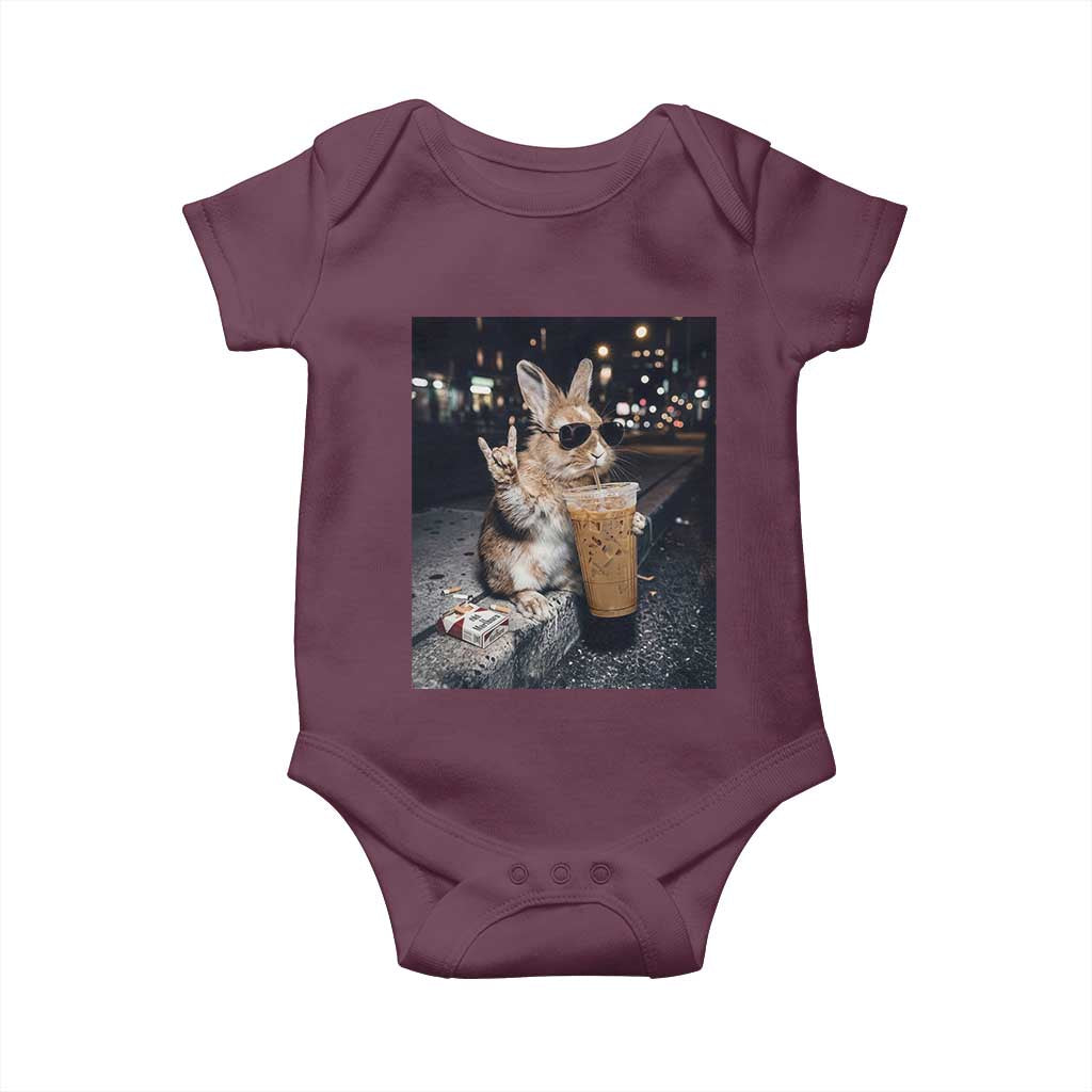Funny Bunny Drinking Diet Coke Baby Onesie Vintage 90s Graphic Meme TS14 Maroon Print Your Wear