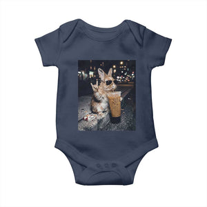 Funny Bunny Drinking Diet Coke Baby Onesie Vintage 90s Graphic Meme TS14 Navy Print Your Wear
