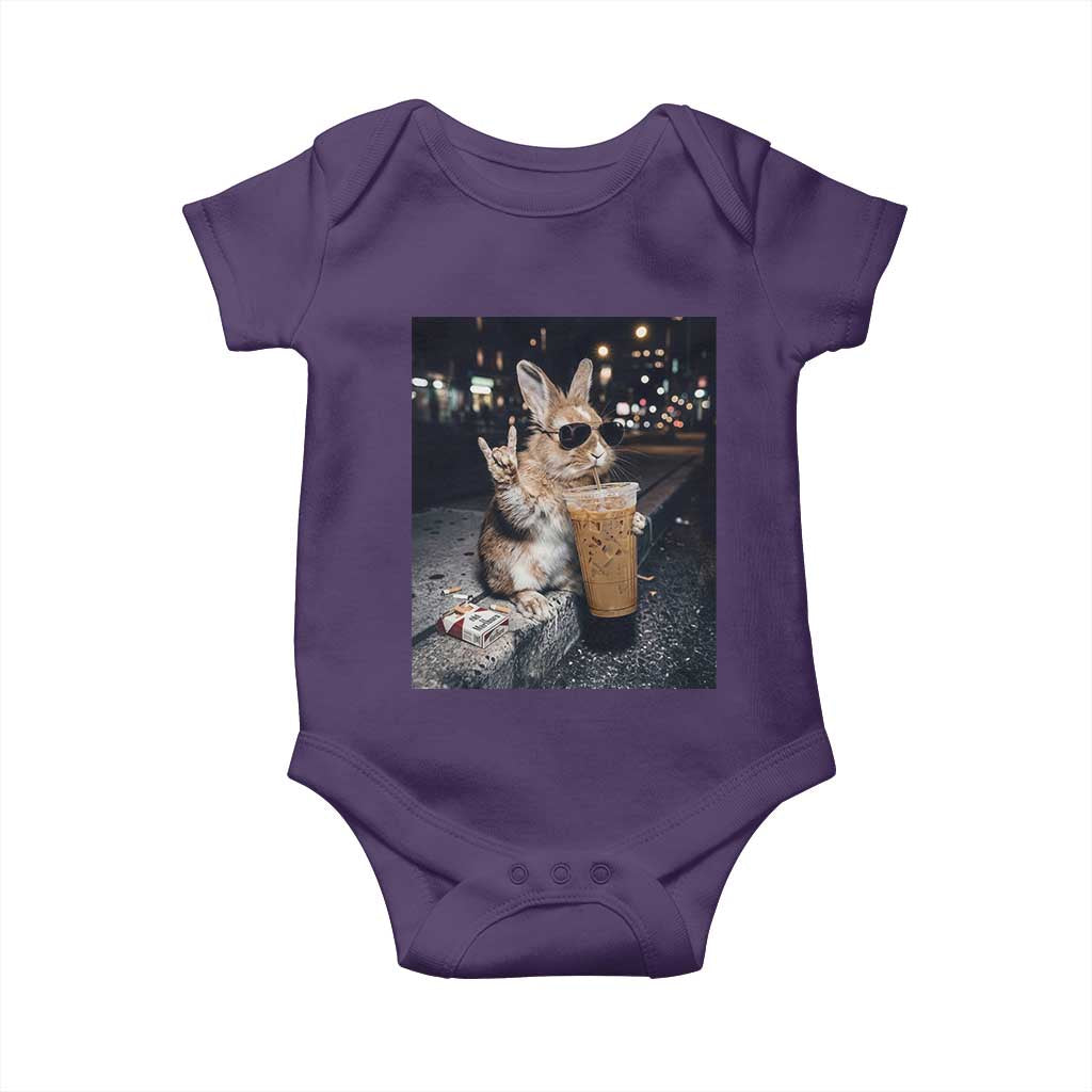 Funny Bunny Drinking Diet Coke Baby Onesie Vintage 90s Graphic Meme TS14 Purple Print Your Wear