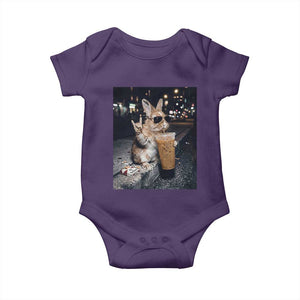 Funny Bunny Drinking Diet Coke Baby Onesie Vintage 90s Graphic Meme TS14 Purple Print Your Wear