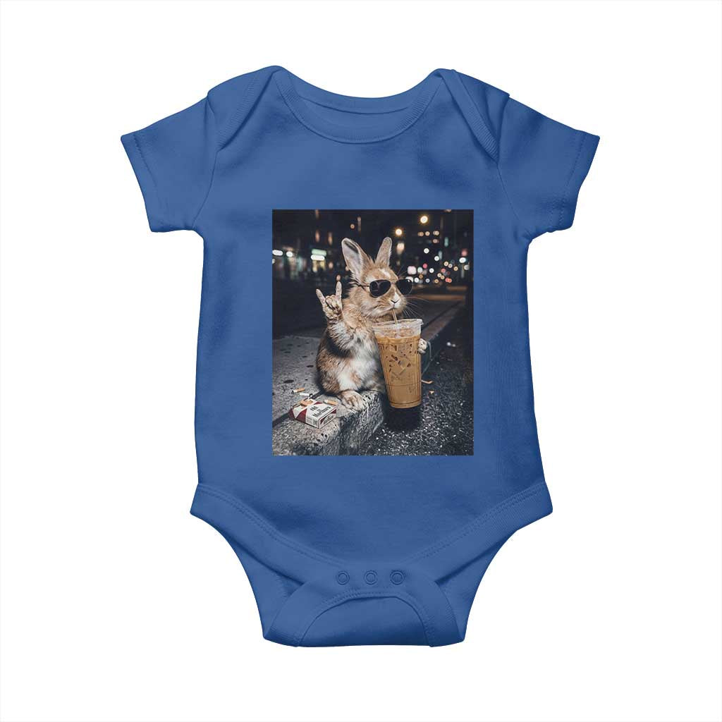 Funny Bunny Drinking Diet Coke Baby Onesie Vintage 90s Graphic Meme TS14 Royal Blue Print Your Wear
