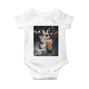 Funny Bunny Drinking Diet Coke Baby Onesie Vintage 90s Graphic Meme TS14 White Print Your Wear