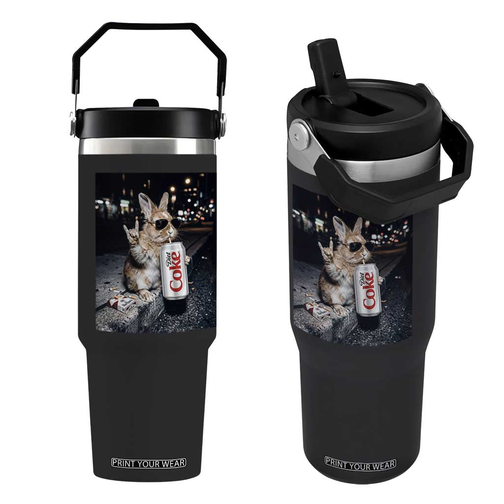 Funny Bunny Drinking Diet Coke Flip Straw Tumbler Vintage 90s Graphic Meme TS14 One Size: 30 oz Black Print Your Wear