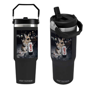 Funny Bunny Drinking Diet Coke Flip Straw Tumbler Vintage 90s Graphic Meme TS14 One Size: 30 oz Black Print Your Wear