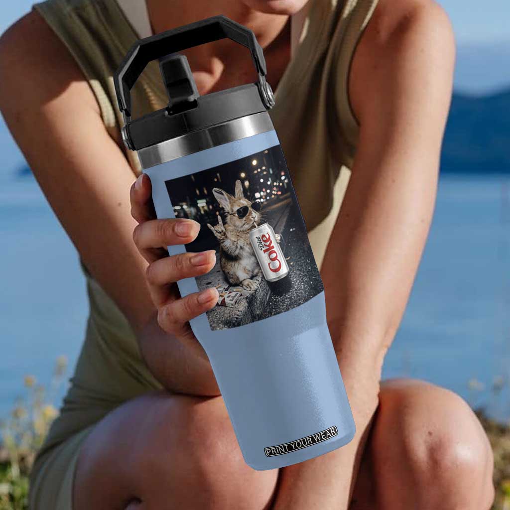 Funny Bunny Drinking Diet Coke Flip Straw Tumbler Vintage 90s Graphic Meme TS14 One Size: 30 oz Light Blue Print Your Wear
