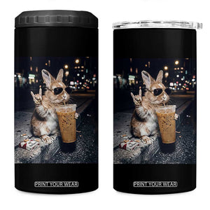 Funny Bunny Drinking Iced Coffee 4 in 1 Can Cooler Tumbler Vintage 90s Graphic Meme TS14 One Size: 16 oz Black Print Your Wear