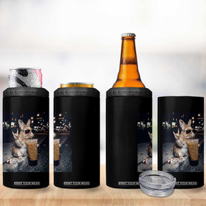 Funny Bunny Drinking Iced Coffee 4 in 1 Can Cooler Tumbler Vintage 90s Graphic Meme TS14 Print Your Wear