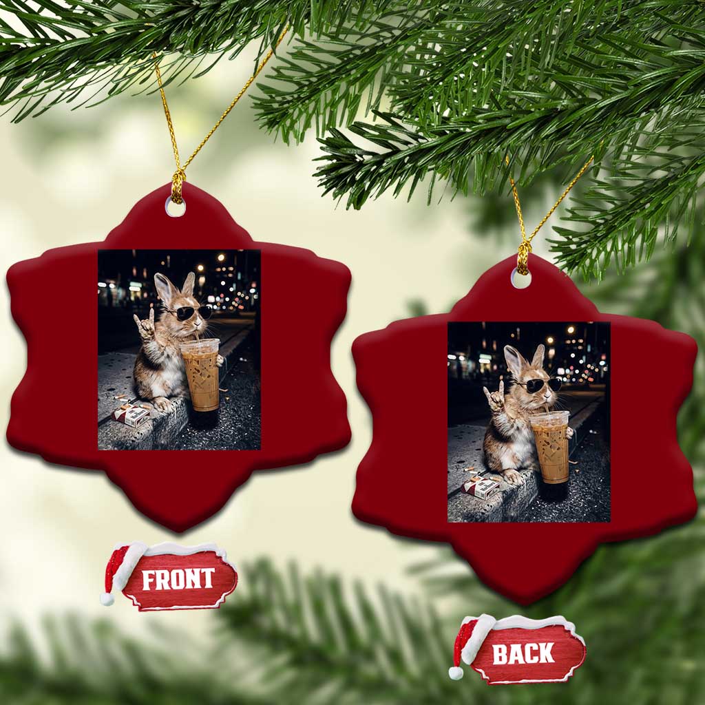 Funny Bunny Drinking Diet Coke Ceramic Ornament Vintage 90s Graphic Meme TS14 Print Your Wear