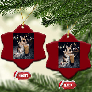 Funny Bunny Drinking Diet Coke Ceramic Ornament Vintage 90s Graphic Meme TS14 Print Your Wear