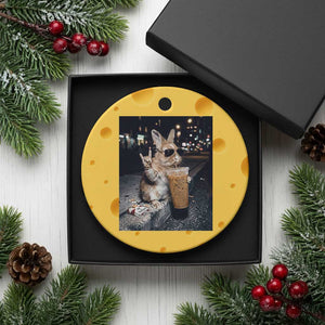 Funny Bunny Drinking Diet Coke Ceramic Ornament Vintage 90s Graphic Meme TS14 1pc Yellow Cheese Print Your Wear