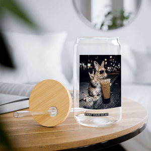 Funny Bunny Drinking Iced Coffee Glass Can Vintage 90s Graphic Meme TS14 Print Your Wear