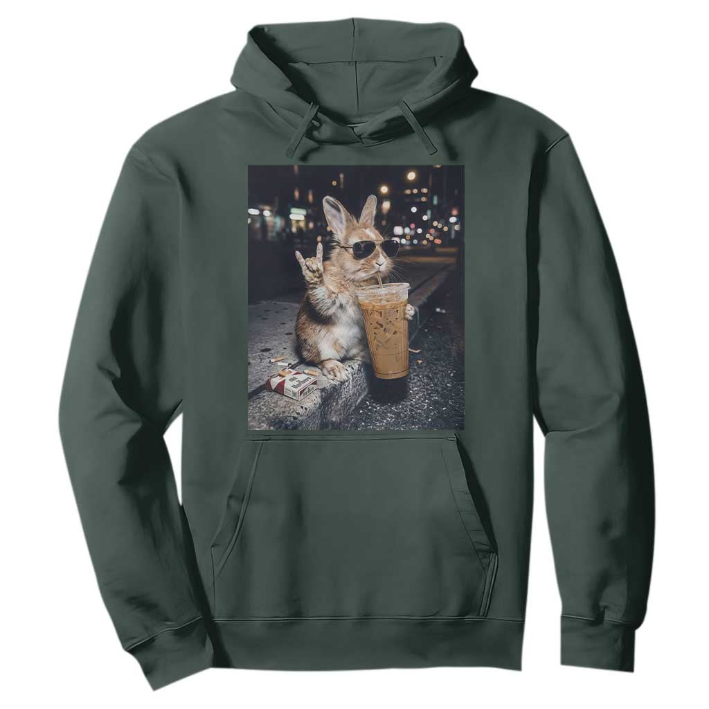 Funny Bunny Drinking Diet Coke Hoodie Vintage 90s Graphic Meme TS14 Dark Forest Green Print Your Wear