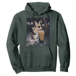 Funny Bunny Drinking Diet Coke Hoodie Vintage 90s Graphic Meme TS14 Dark Forest Green Print Your Wear