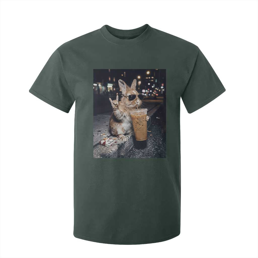 Funny Bunny Drinking Diet Coke T Shirt For Kid Vintage 90s Graphic Meme TS14 Dark Forest Green Print Your Wear