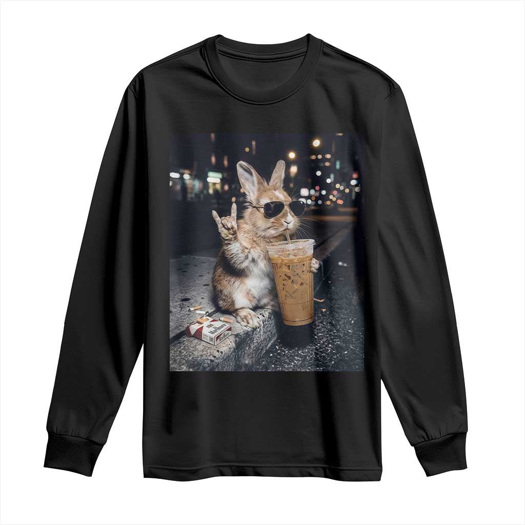 Funny Bunny Drinking Diet Coke Long Sleeve Shirt Vintage 90s Graphic Meme TS14 Black Print Your Wear