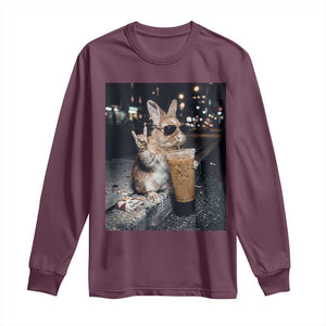 Funny Bunny Drinking Diet Coke Long Sleeve Shirt Vintage 90s Graphic Meme TS14 Maroon Print Your Wear