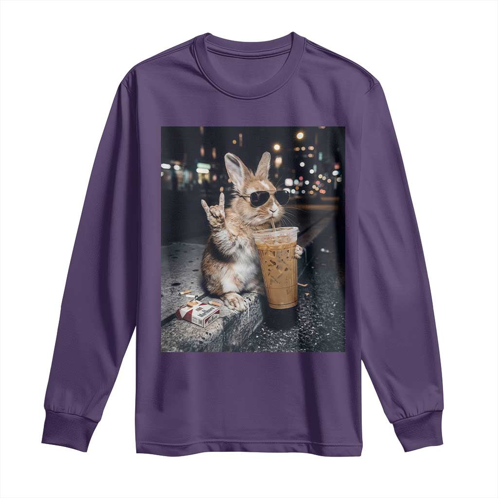 Funny Bunny Drinking Diet Coke Long Sleeve Shirt Vintage 90s Graphic Meme TS14 Purple Print Your Wear