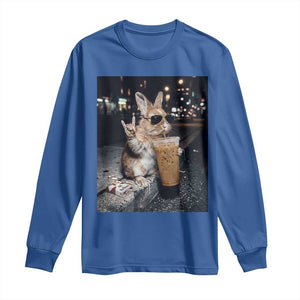 Funny Bunny Drinking Diet Coke Long Sleeve Shirt Vintage 90s Graphic Meme TS14 Royal Blue Print Your Wear
