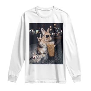 Funny Bunny Drinking Diet Coke Long Sleeve Shirt Vintage 90s Graphic Meme TS14 White Print Your Wear