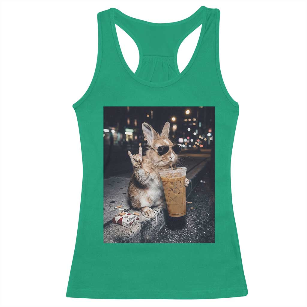Funny Bunny Drinking Diet Coke Racerback Tank Top Vintage 90s Graphic Meme TS14 Irish Green Print Your Wear