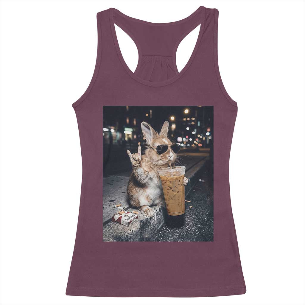 Funny Bunny Drinking Diet Coke Racerback Tank Top Vintage 90s Graphic Meme TS14 Maroon Print Your Wear
