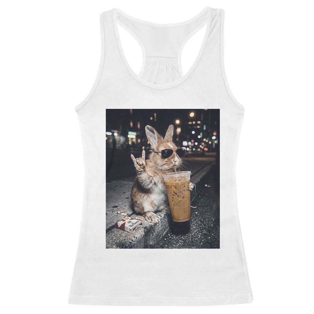 Funny Bunny Drinking Diet Coke Racerback Tank Top Vintage 90s Graphic Meme TS14 White Print Your Wear