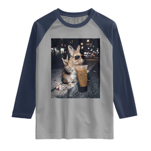 Funny Bunny Drinking Diet Coke Raglan Shirt Vintage 90s Graphic Meme TS14 Sport Gray Navy Print Your Wear