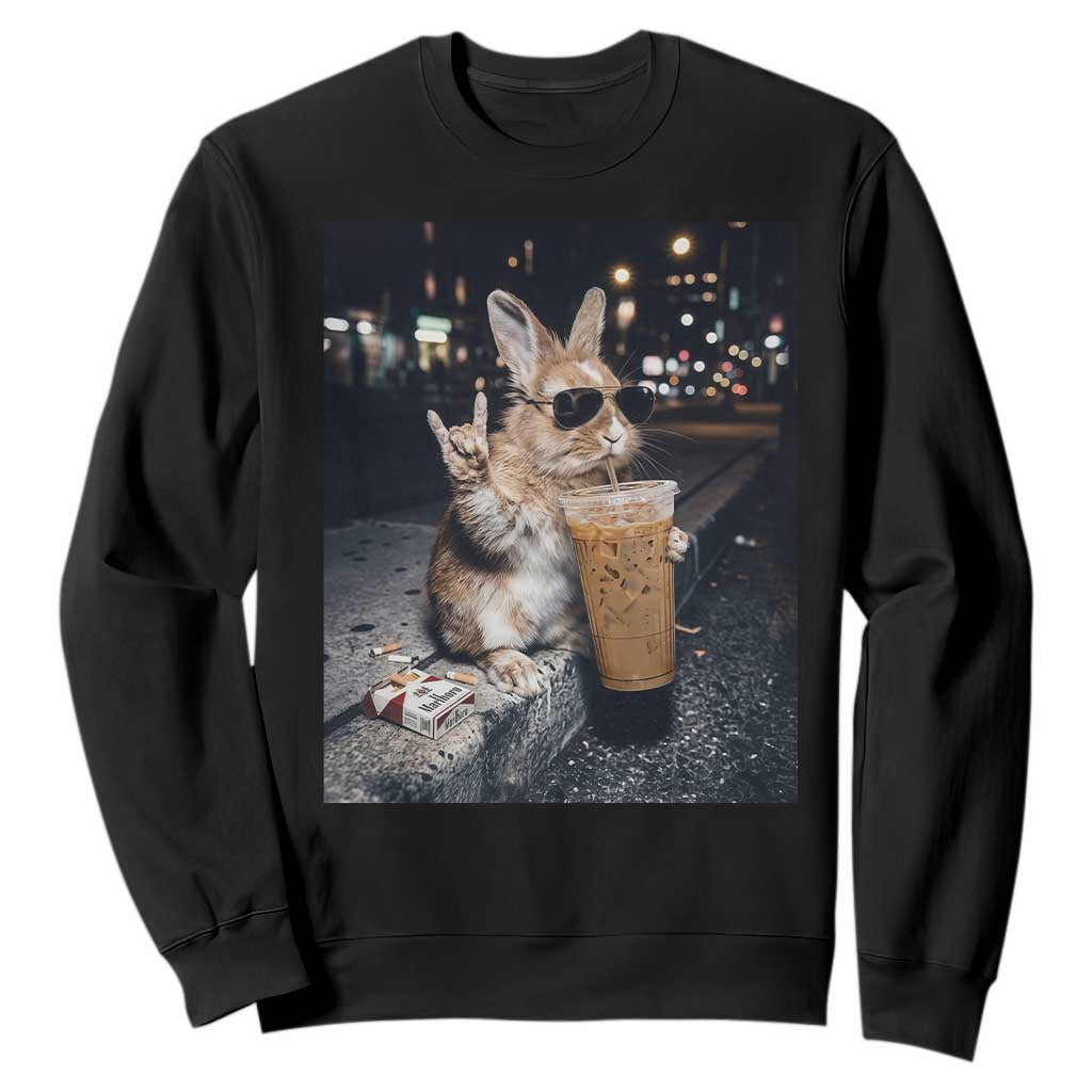 Funny Bunny Drinking Diet Coke Sweatshirt Vintage 90s Graphic Meme TS14 Black Print Your Wear
