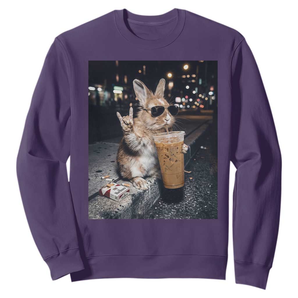 Funny Bunny Drinking Diet Coke Sweatshirt Vintage 90s Graphic Meme TS14 Purple Print Your Wear