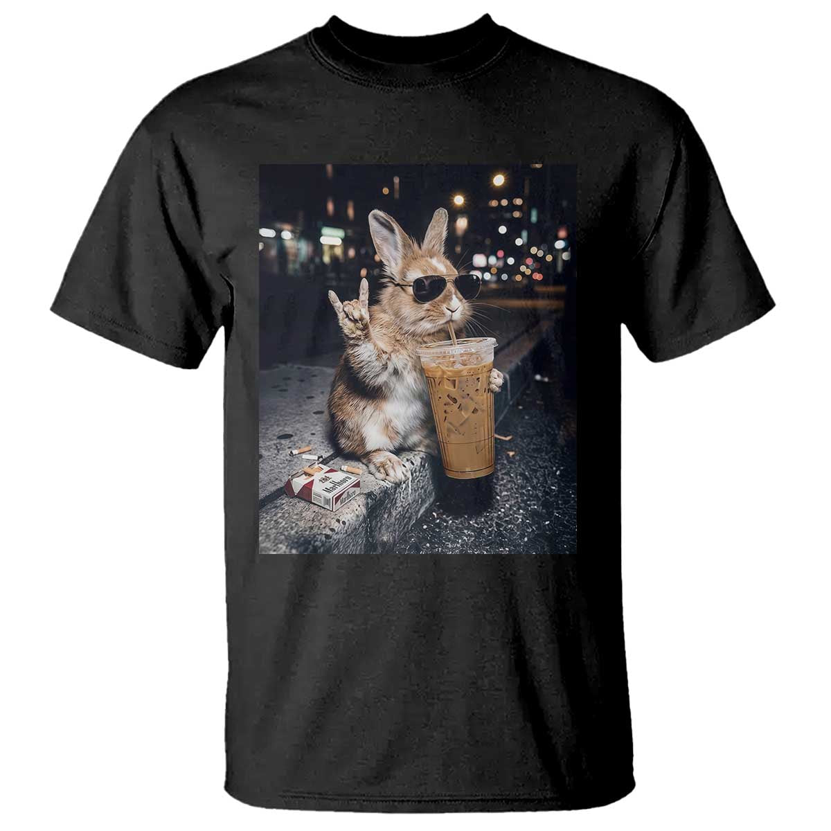 Funny Bunny Drinking Diet Coke T Shirt Vintage 90s Graphic Meme TS14 Black Print Your Wear