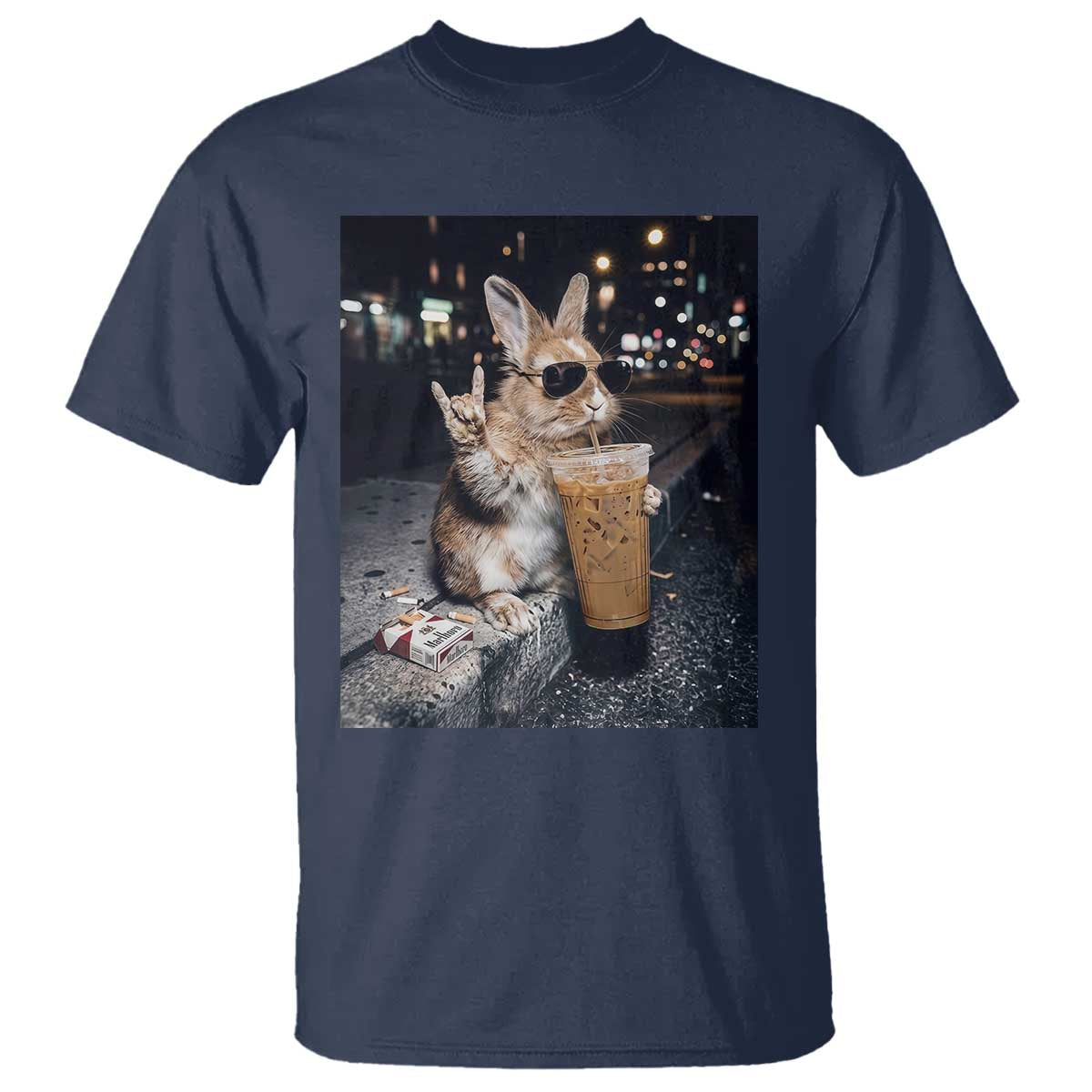 Funny Bunny Drinking Diet Coke T Shirt Vintage 90s Graphic Meme TS14 Navy Print Your Wear