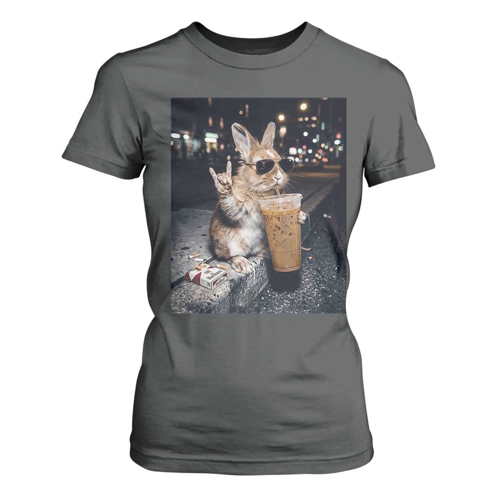 Funny Bunny Drinking Diet Coke T Shirt For Women Vintage 90s Graphic Meme TS14 Dark Heather Print Your Wear