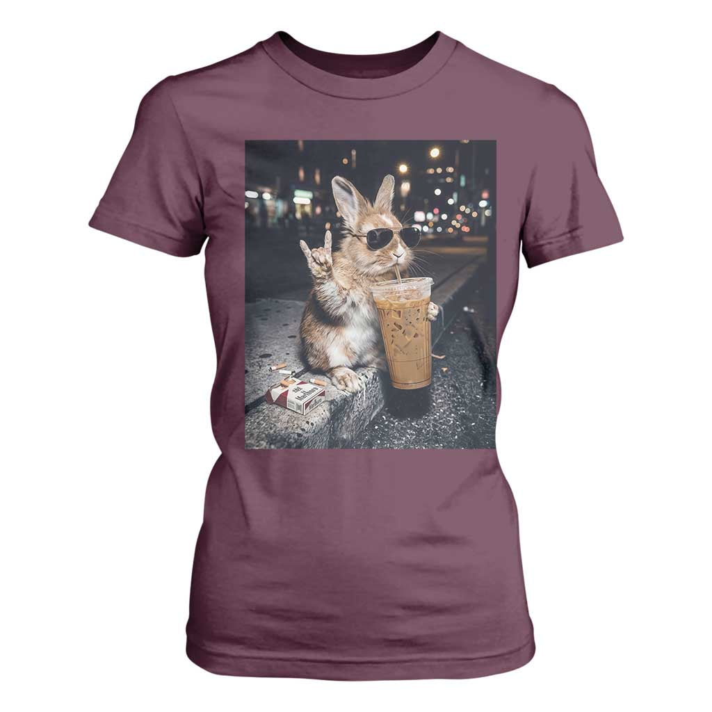 Funny Bunny Drinking Diet Coke T Shirt For Women Vintage 90s Graphic Meme TS14 Maroon Print Your Wear