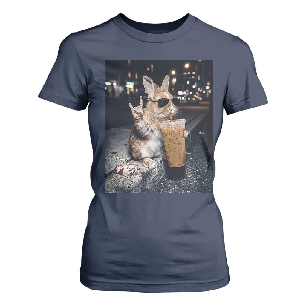 Funny Bunny Drinking Diet Coke T Shirt For Women Vintage 90s Graphic Meme TS14 Navy Print Your Wear