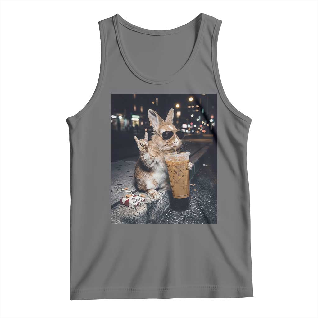 Funny Bunny Drinking Iced Coffee Tank Top Vintage 90s Graphic Meme TS14