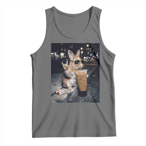 Funny Bunny Drinking Iced Coffee Tank Top Vintage 90s Graphic Meme TS14