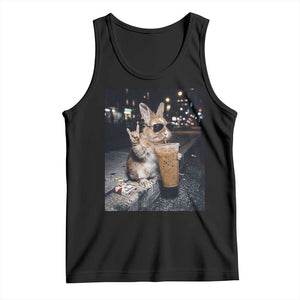Funny Bunny Drinking Iced Coffee Tank Top Vintage 90s Graphic Meme TS14