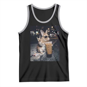 Funny Bunny Drinking Iced Coffee Tank Top Vintage 90s Graphic Meme TS14