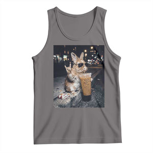Funny Bunny Drinking Iced Coffee Tank Top Vintage 90s Graphic Meme TS14