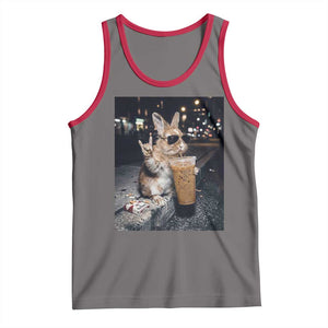 Funny Bunny Drinking Iced Coffee Tank Top Vintage 90s Graphic Meme TS14