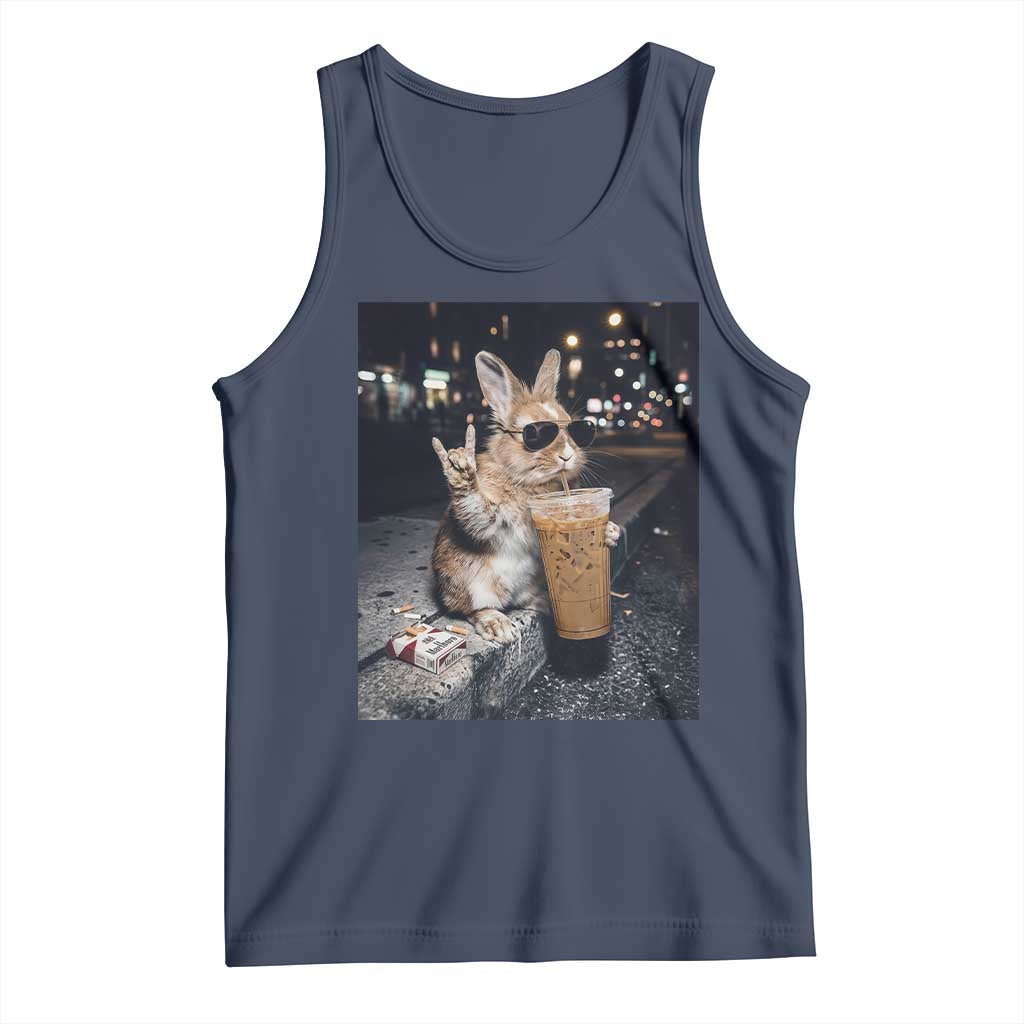 Funny Bunny Drinking Iced Coffee Tank Top Vintage 90s Graphic Meme TS14