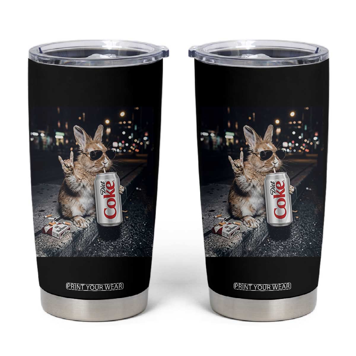 Funny Bunny Drinking Diet Coke Tumbler Cup Vintage 90s Graphic Meme TS14 Black Print Your Wear