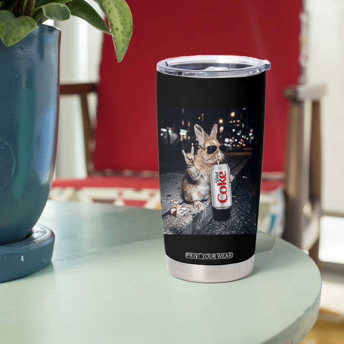 Funny Bunny Drinking Diet Coke Tumbler Cup Vintage 90s Graphic Meme TS14 Print Your Wear